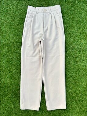 DAZY Beige High Waisted Pleated Trousers Small
